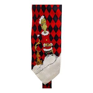 Vintage 1994 Dr Seuss Grinch Necktie Huntington NWT 100% Christmas Red Black